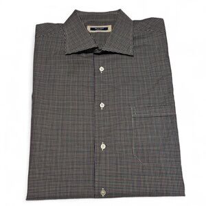 Taccaliti Made in Italy Dress Shirt Men's Large Micro Check Cotton Long Sleeve